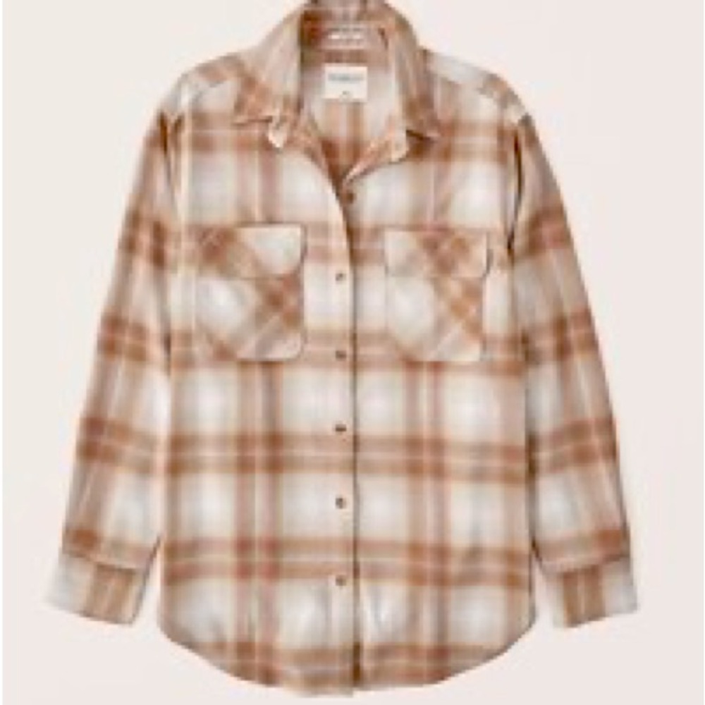 Abercrombie & Fitch Plaid Button-Down Shirt in Cream and Brown